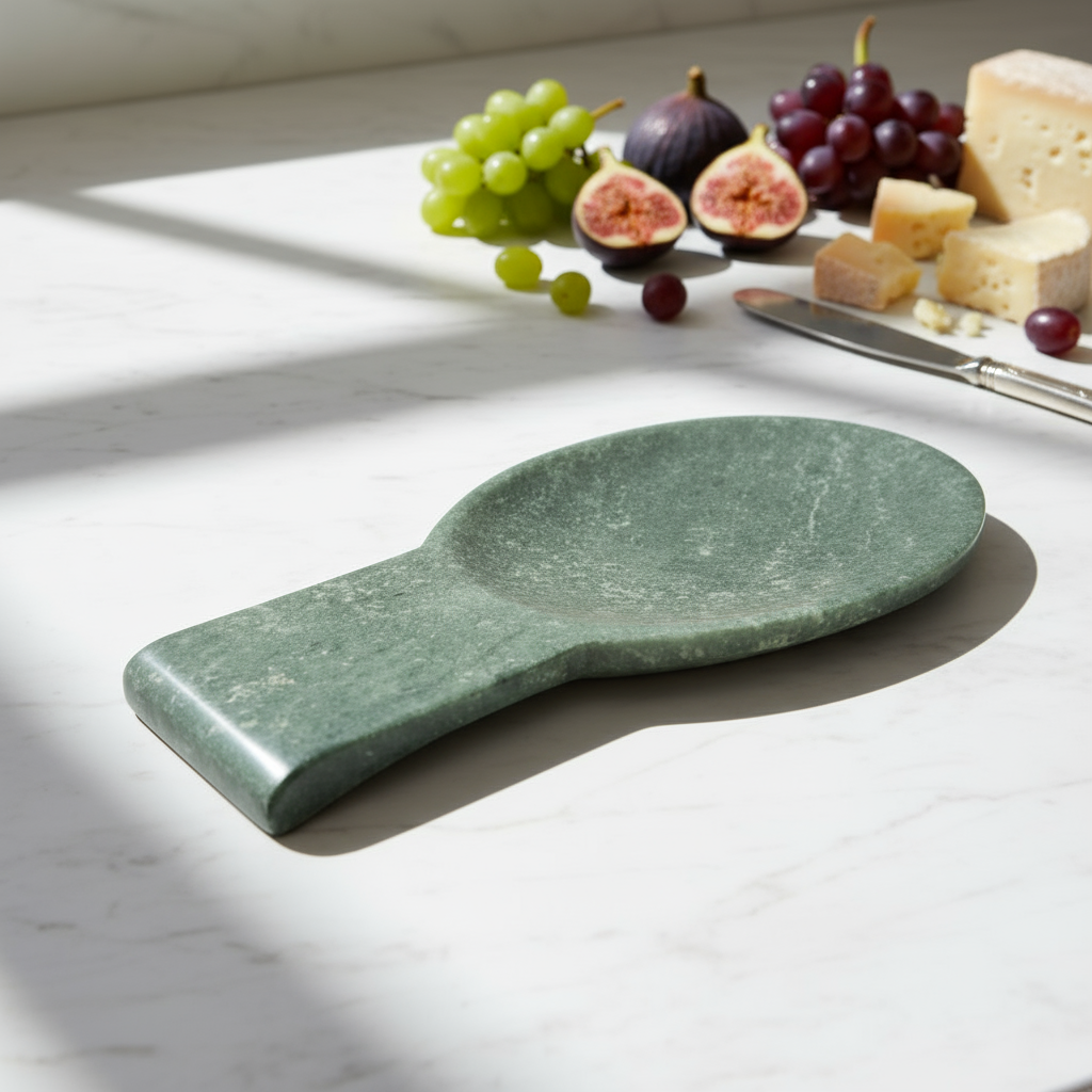 Stone Marble Spoon Rest GREEN FOREST or SNOW WHITE