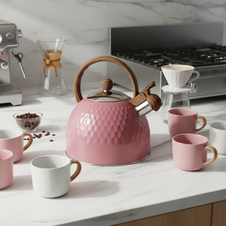 Elephant Pink and Green Forest Whistle Kettle 2.5L