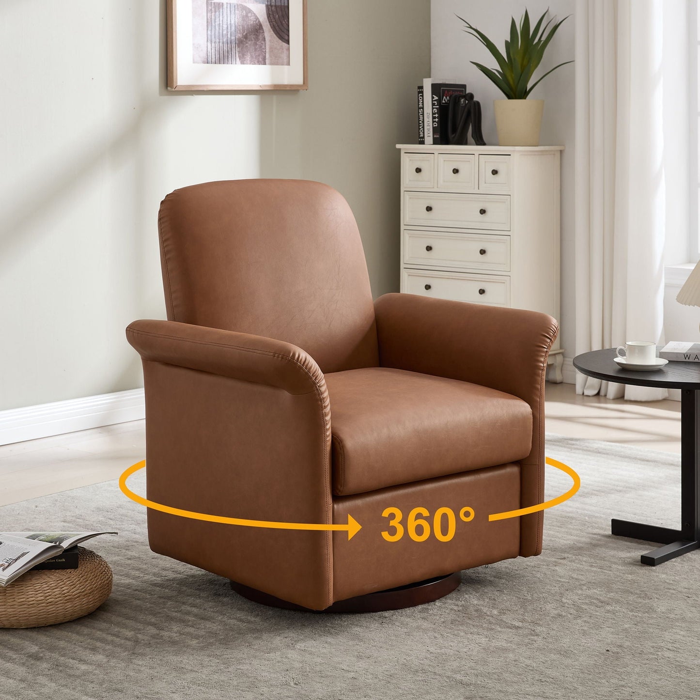 Modern Swivel Barrel Accent Chair With Base