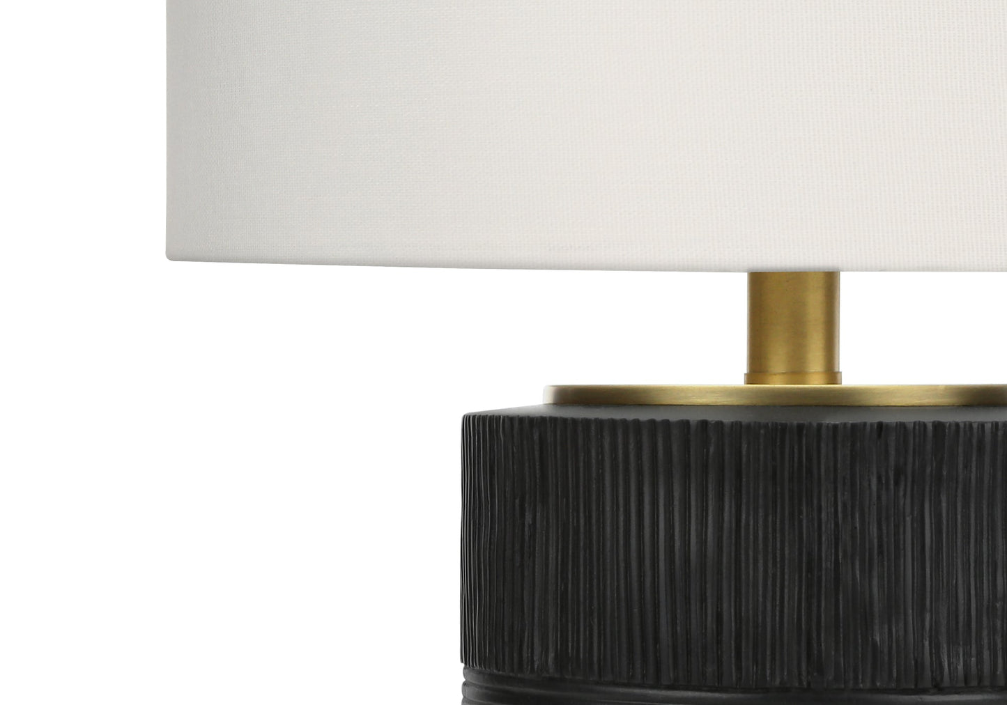 Contemporary Black Resin Table Lamp with Ivory Shade, 24 inches High