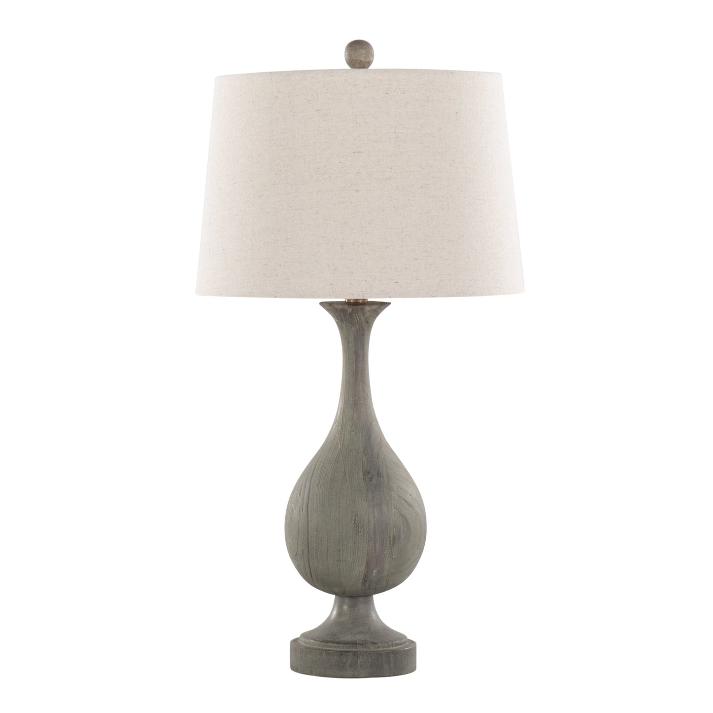 Cipolla Polyresin Table Lamp Set of 2 in Acid Dusty Wood and Linen Shade