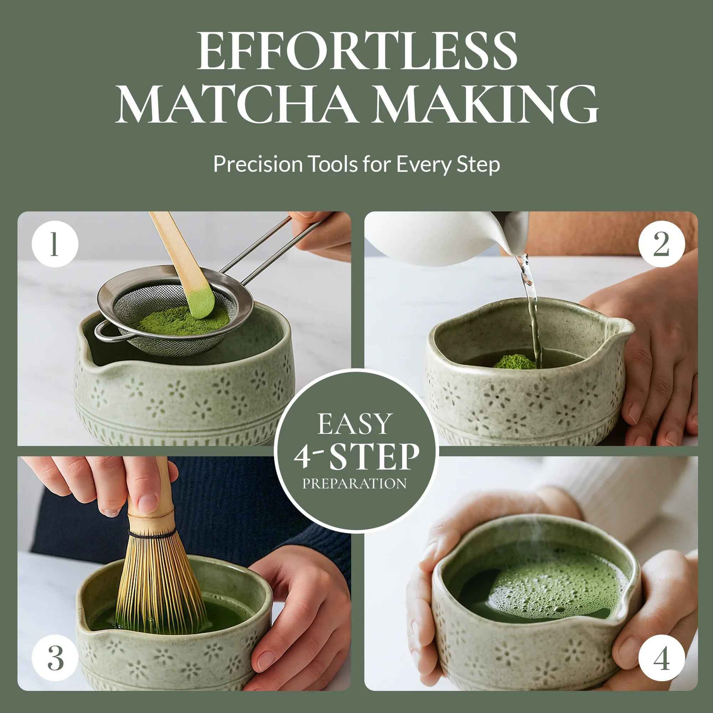 Strabella Matcha Whisk Set – Premium Bamboo Whisk & Ceramic Bowl Holiday Gift Set