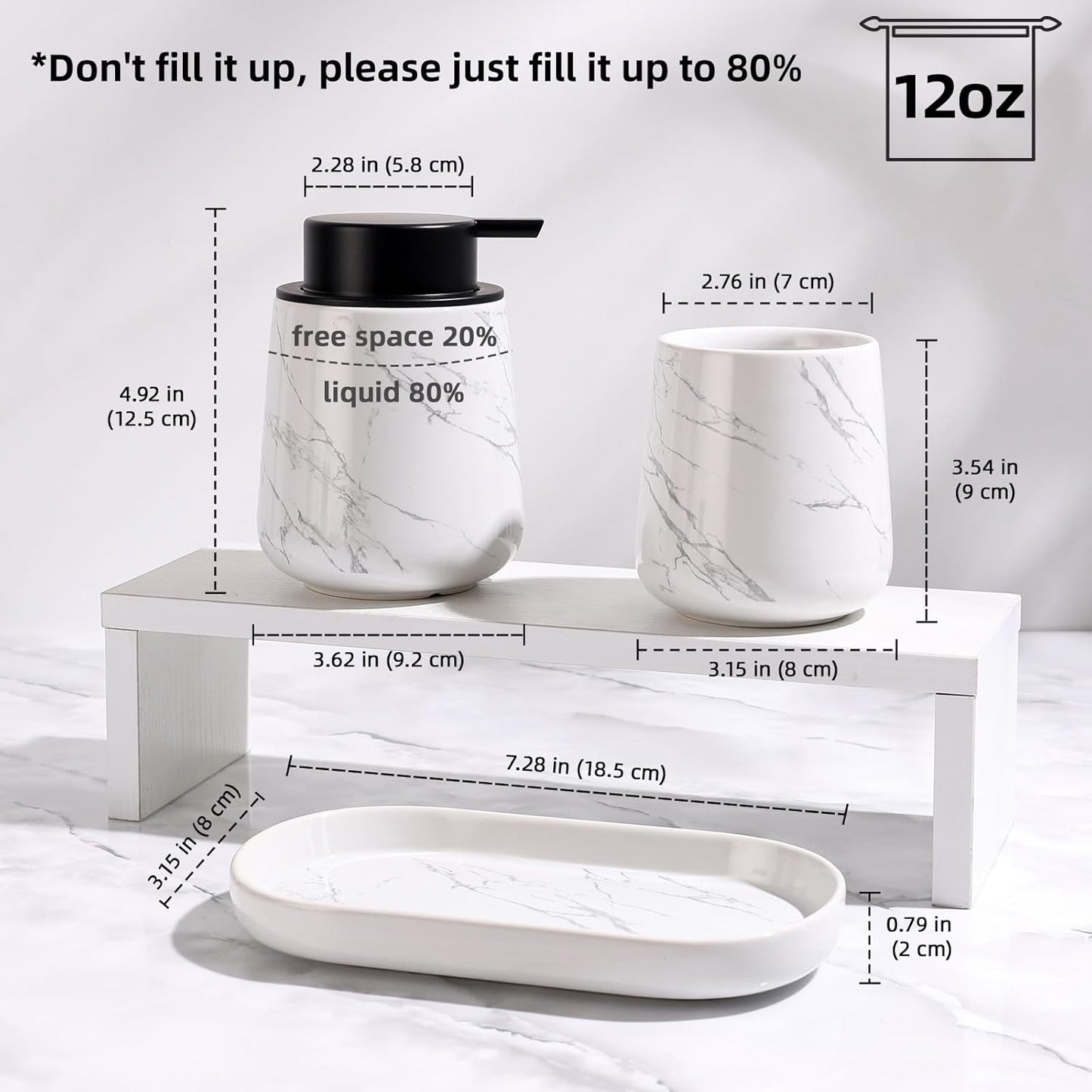 BosilunLife Marble Foaming Bathroom Set Recycled Eco-Clay