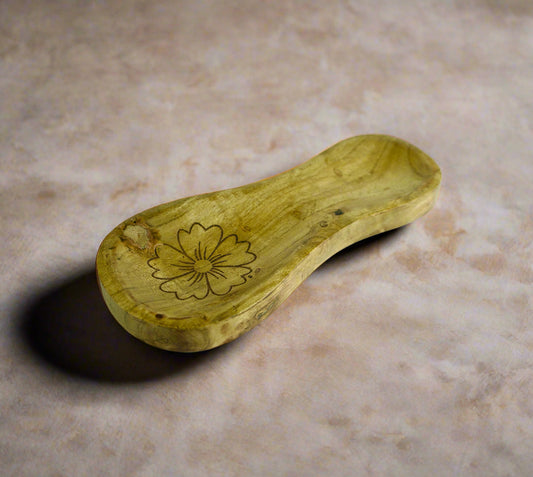 Hand-Carved Tropical Wooden Spoon Rest