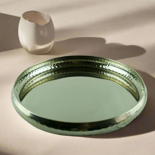 Elegant Hammered  13" Stainless Steel Serving Tray
