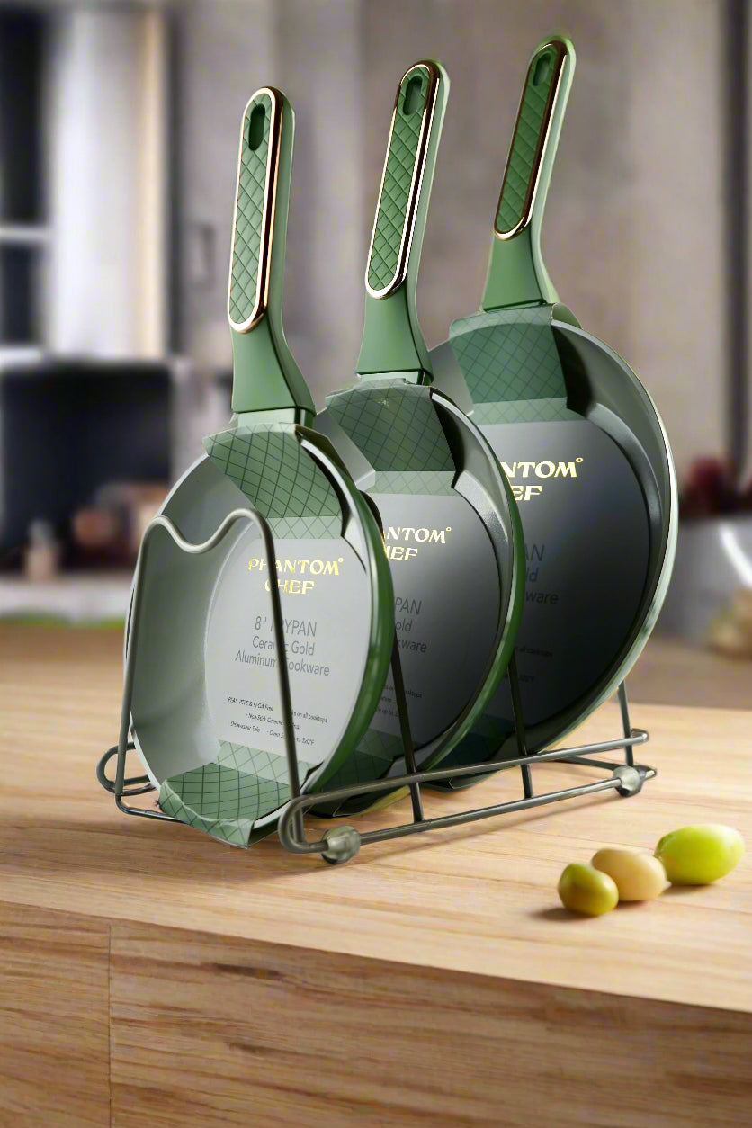 Phantom Chef Ceramic Gold Frypan Set - Green