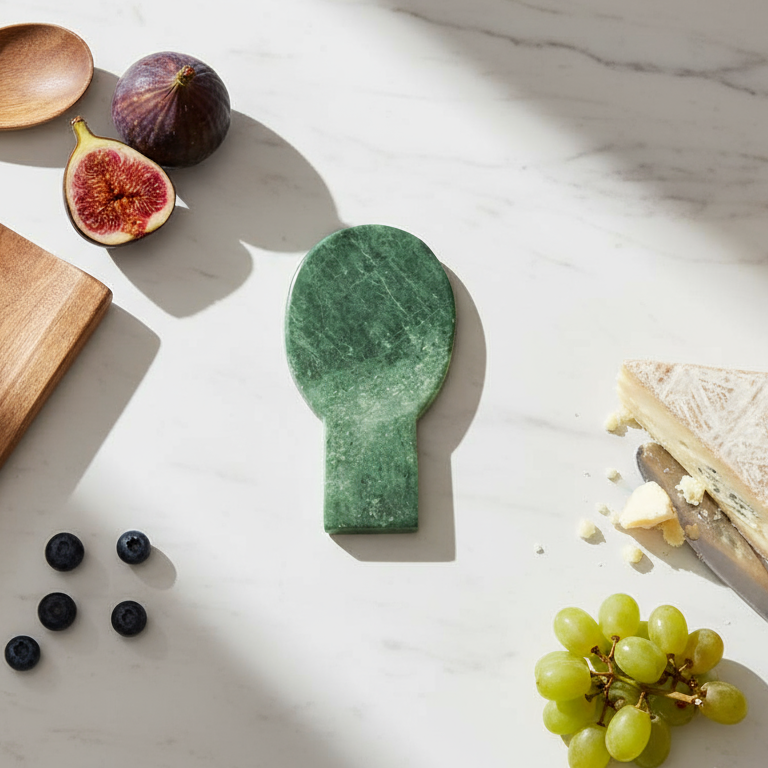 Stone Marble Spoon Rest GREEN FOREST or SNOW WHITE