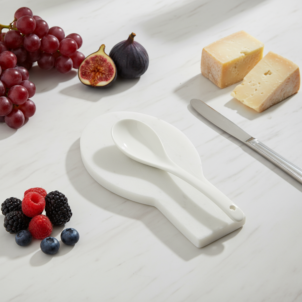 Stone Marble Spoon Rest GREEN FOREST or SNOW WHITE