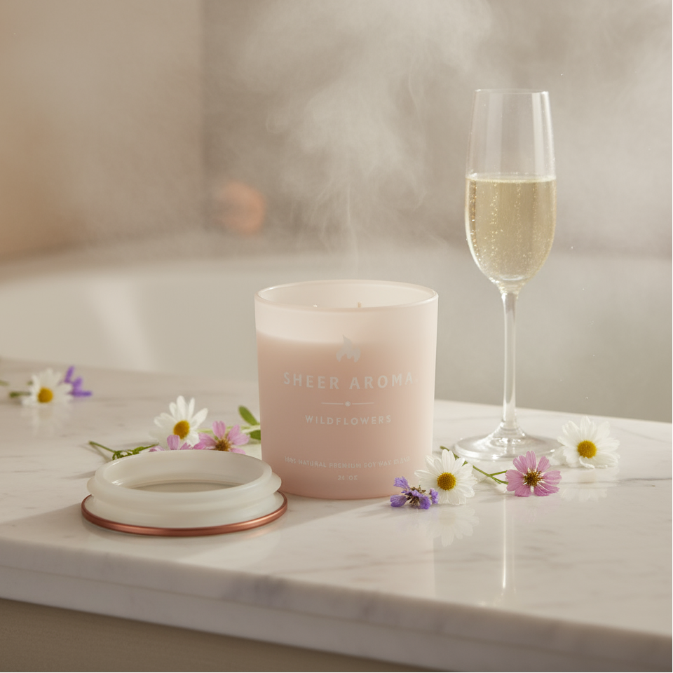 Sheer Aroma + Wildflower Soy Candle – 24 oz