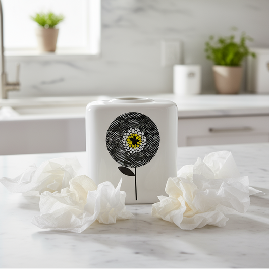 Home Ceramic Tissue Box Cover - White