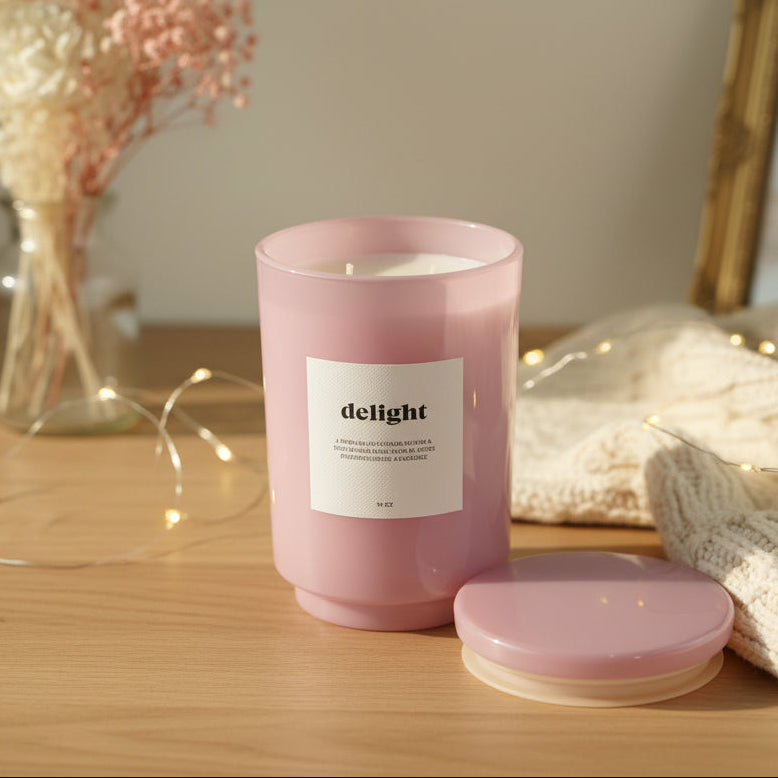 DELIGHT - Blushing Pink Prosecco Jar Candle 19 Oz