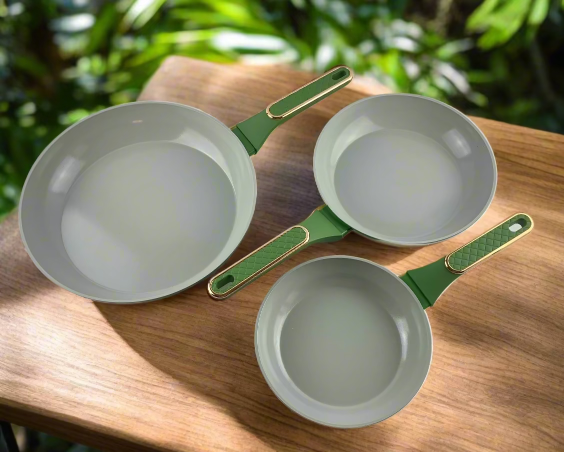 Phantom Chef Ceramic Gold Frypan Set - Green