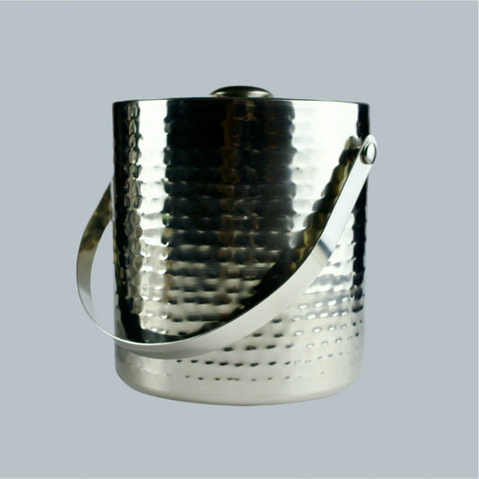 Metal Silver Ice Bucket with Handle & Lid