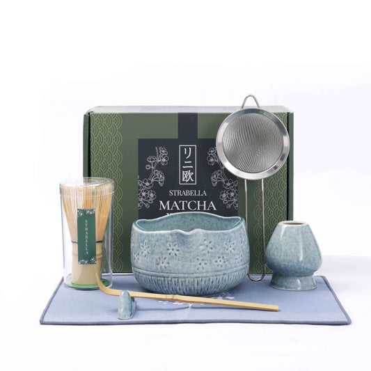 Strabella Matcha Whisk Set – Premium Bamboo Whisk & Ceramic Bowl Holiday Gift Set