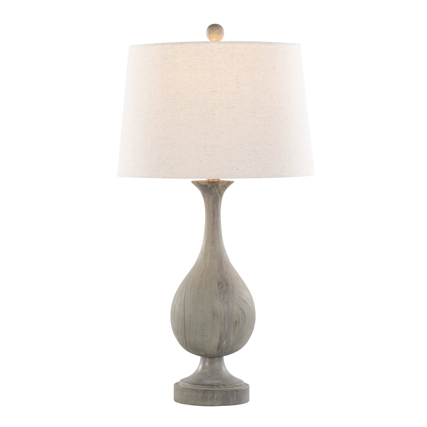 Cipolla Polyresin Table Lamp Set of 2 in Acid Dusty Wood and Linen Shade