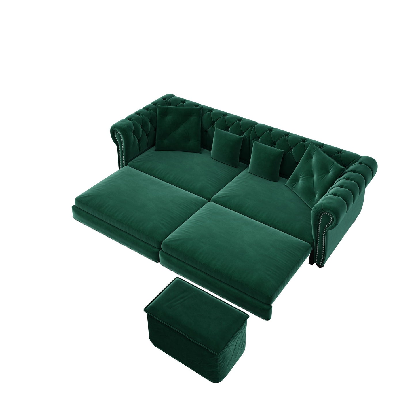 3 In 1 Pull Out Sofa Bed With Movable Ottoman