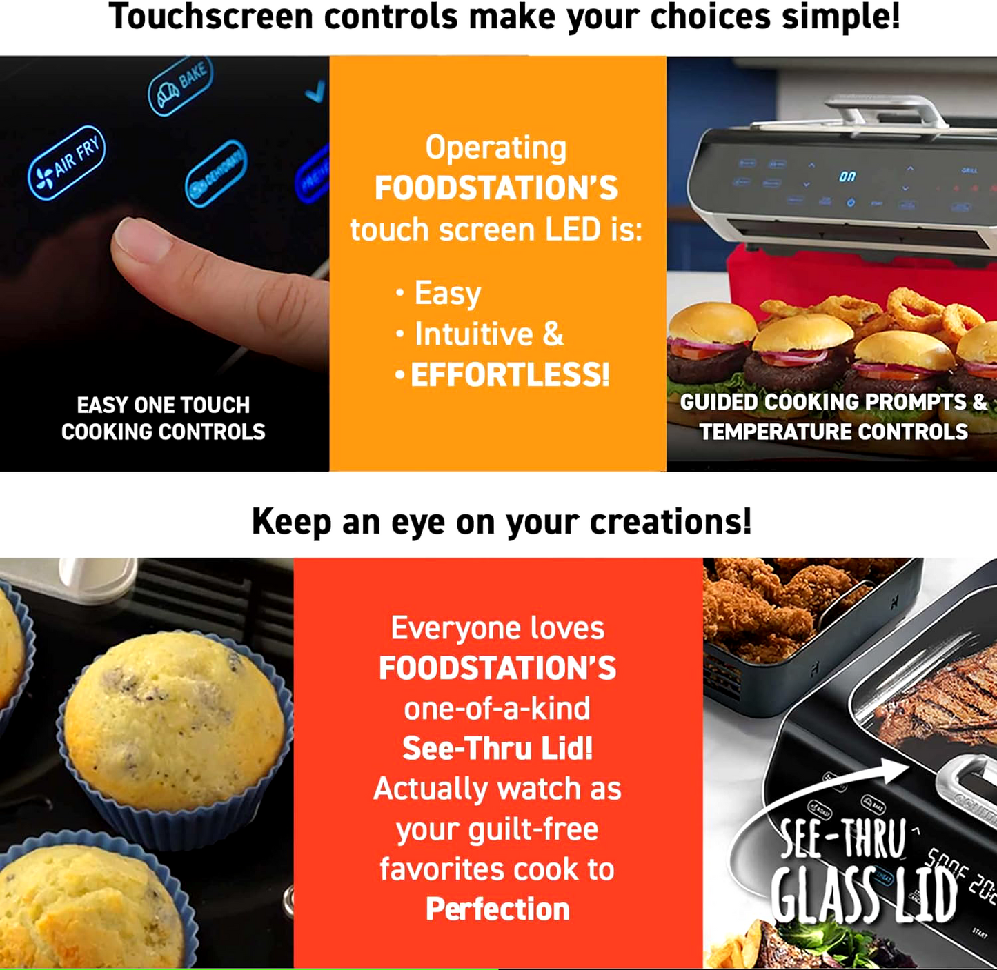 Gourmia FoodStation 5-in-1 Smokeless Grill & Air Fryer - 6QT